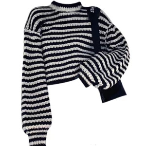 Y2K Grunge Style Striped Jumper - Autumn/Winter Korean Fashion Sweater