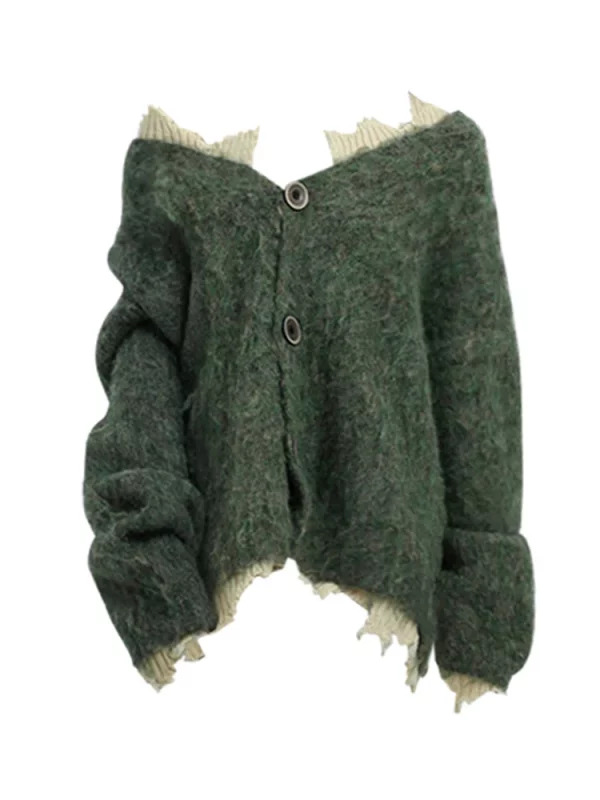 Y2K Grunge Style Vintage Cardigan - Designer Knitwear for Women