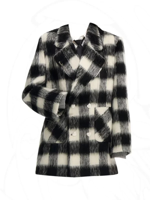 Y2K Grunge Style Vintage Woolen Coat Plaid Blazer Jacket - Korean Fashion Outwear Oversize Luxury Thick