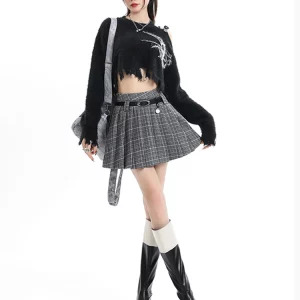 Y2K Harajuku Aesthetic High Waist Plaid Pleated Skirt - Korean Gyaru Kpop Style