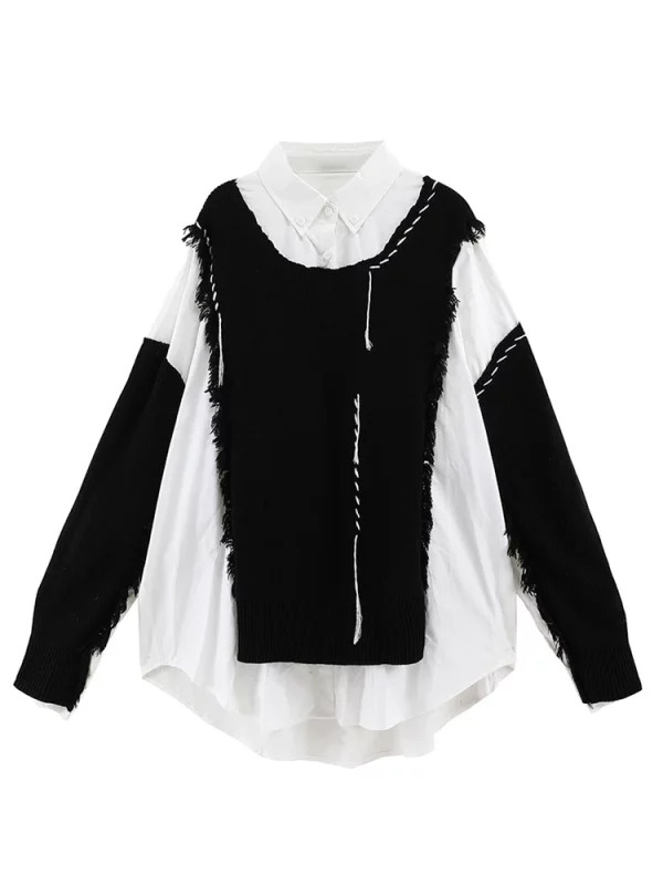 Y2K Harajuku Fashion Designer Baddie Patchwork Knitwear Jumper - Gothic Grunge Style