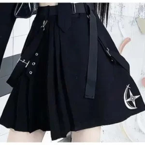 Y2K Harajuku Streetwear Two-Piece Skirt Set - Oversize Punk Chain Ribbon, Retro 90s Fashion