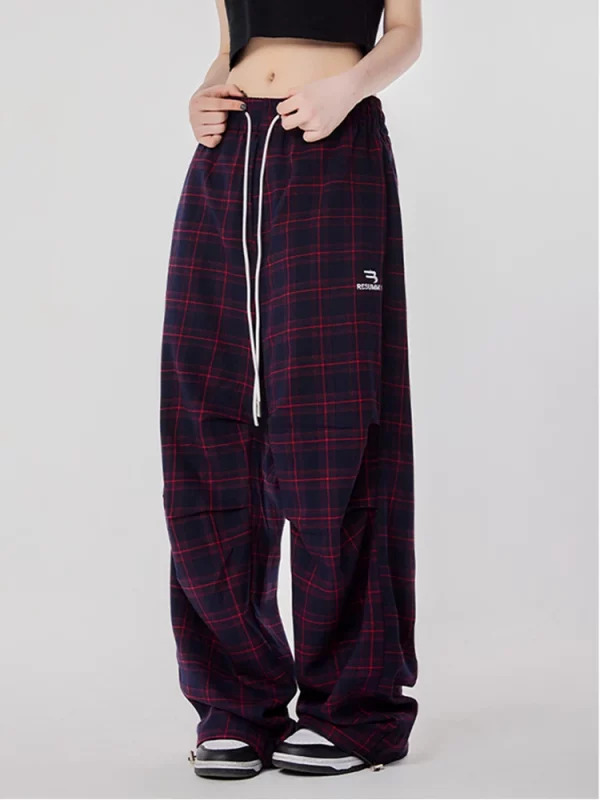 Y2K Harajuku Vintage Plaid Pants - Japanese Streetwear Grunge Kpop Joggers