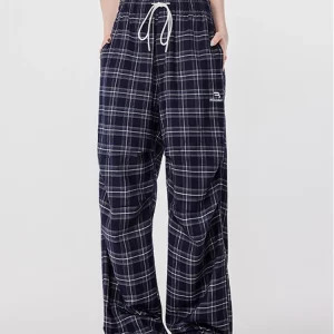 Y2K Harajuku Vintage Plaid Pants - Japanese Streetwear Grunge Kpop Joggers