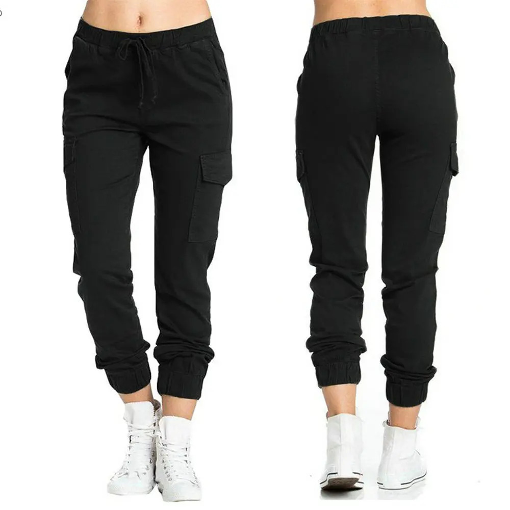 Y2K Harem Pants: Solid Color, Elastic Waist, Safari Style, Casual Streetwear Trousers with Pockets