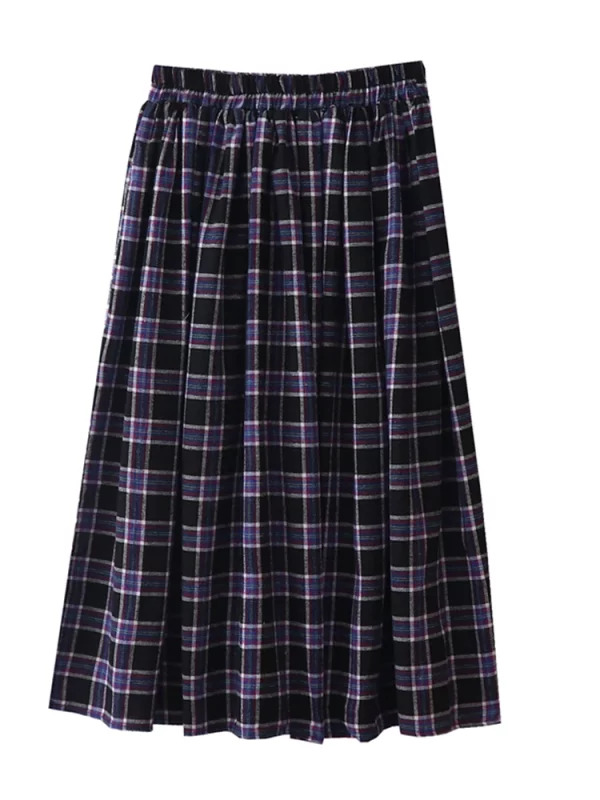 Y2K Inspired Women's Fashion Set: Turtleneck Pullover + High Waist Plaid Skirt