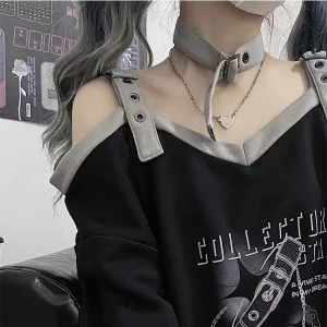 Y2K Japanese Gothic Oversized Hoodie with Baddie Style Sweatshirt