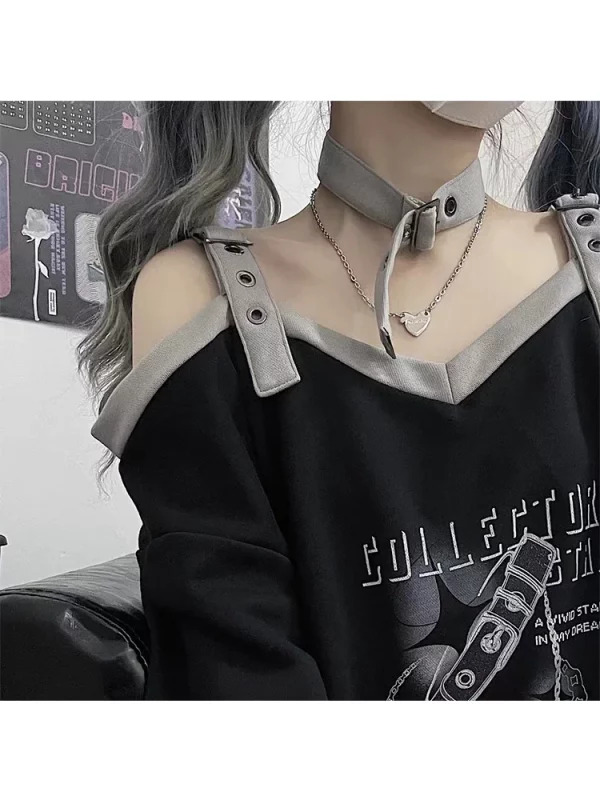 Y2K Japanese Gothic Oversized Hoodie with Baddie Style Sweatshirt