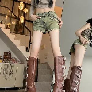 Y2k Japanese Streetwear Grunge Aesthetic Denim Hot Pants - Trashy Y2k Streetwear Gyaru