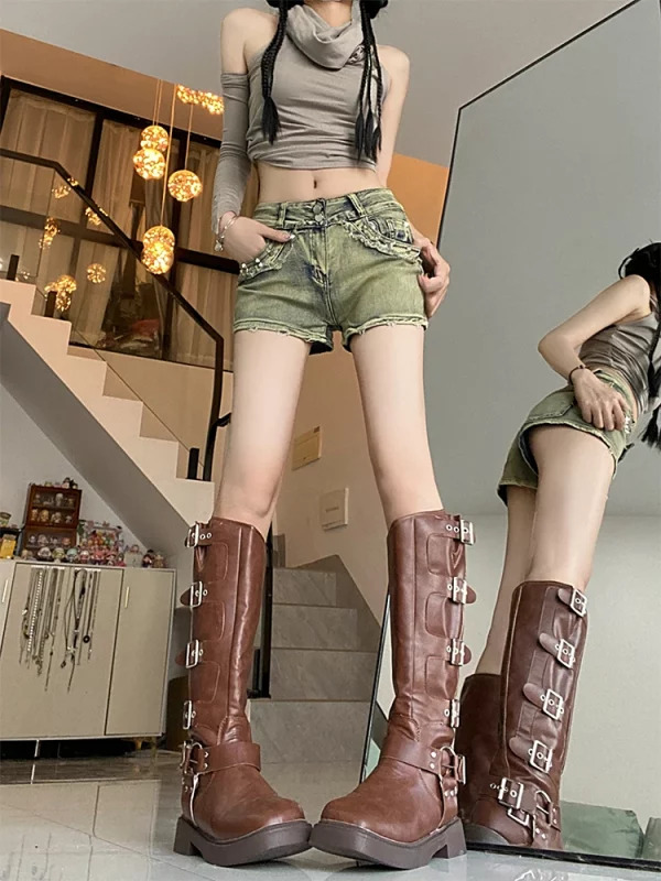 Y2k Japanese Streetwear Grunge Aesthetic Denim Hot Pants - Trashy Y2k Streetwear Gyaru