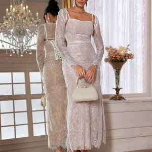 Y2K Lace-Up Maxi Dress with Detachable Cape - Elegant White Wedding & Party Outfit