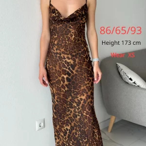 Y2K Leopard Maxi Dress - Sexy Sheer Backless Beach Outfit, 90s Grunge Summer Fashion