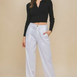 Y2K Linen Pants Women - Soft Elastic Waist Cotton Culottes, Casual Spring Fashion