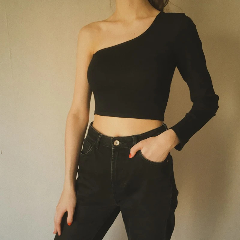 Y2K Off Shoulder Knitted Crop Top - Sexy Streetwear, 90s Grunge, Retro Y2K Fashion