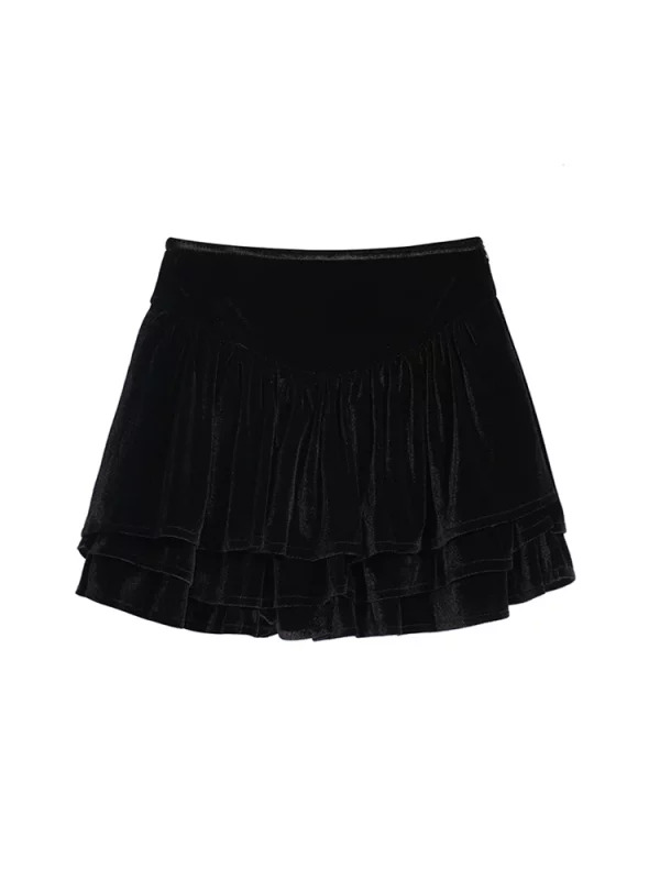 Y2K Party Tiered Ruffles Fluffy Ball Gown Fairycore Coquette Black Skirt - Streetwear Night Club