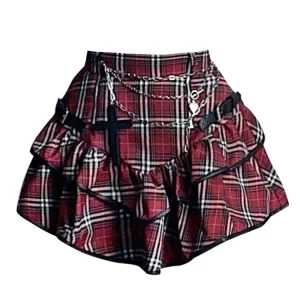 Y2k Plaid Mini Skirt - Japanese Gyaru Punk Aesthetic with Tiered Ruffles