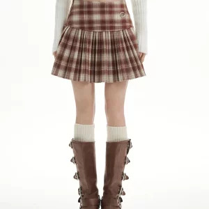 Y2K Plaid Pleated Mini Skirt - Vintage Harajuku Aesthetic