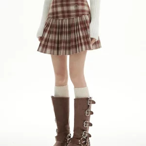 Y2K Plaid Pleated Mini Skirt - Vintage Harajuku Aesthetic