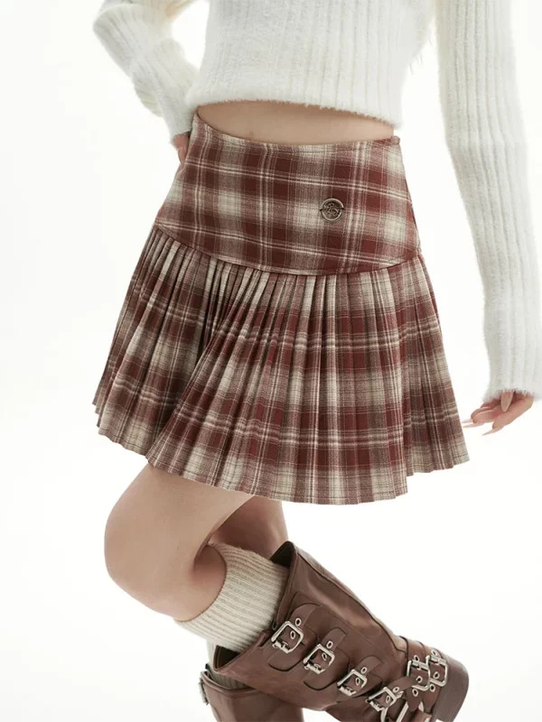 Y2K Plaid Pleated Mini Skirt - Vintage Harajuku Aesthetic