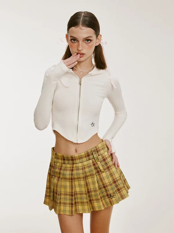 Y2K Plaid Pleated Mini Skirt: Japanese Preppy Style Streetwear for Women