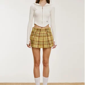 Y2K Plaid Pleated Mini Skirt: Japanese Preppy Style Streetwear for Women