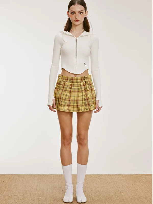 Y2K Plaid Pleated Mini Skirt: Japanese Preppy Style Streetwear for Women