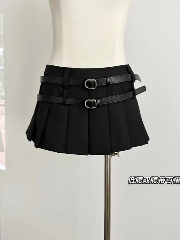 Y2K Preppy Style 2-Piece Set: Knit Crop Top and Pleated Skirt with Belt