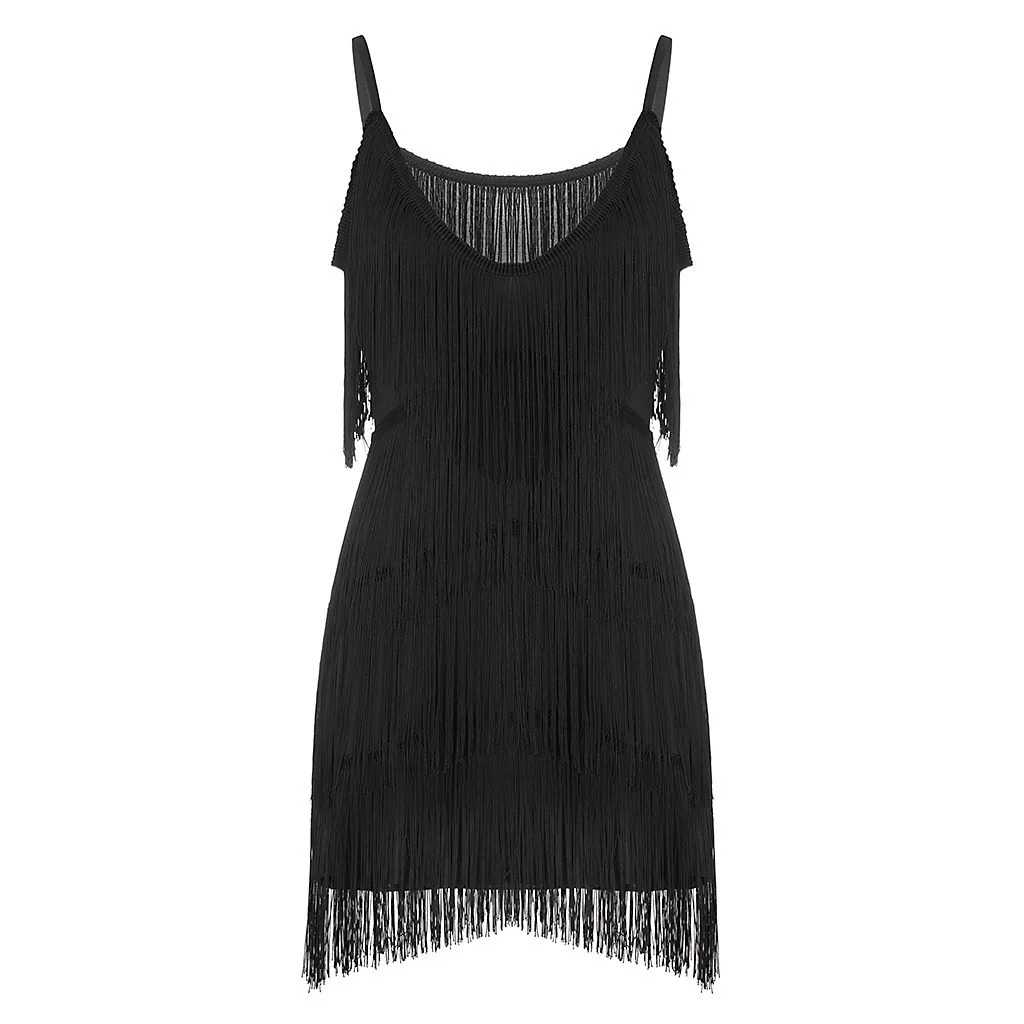 Y2K Retro Flapper Dress - 90s Grunge Party Outfit, Vintage Fringe Swing, Gothic Y2K Fashion