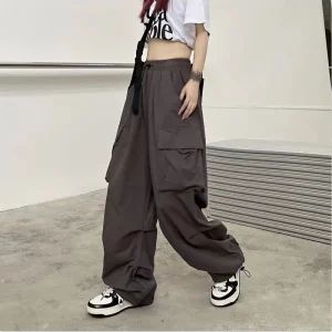 Y2K Retro Parachute Pants for Women - 90s Grunge, Summer Casual, Slim Fit Cargo Style