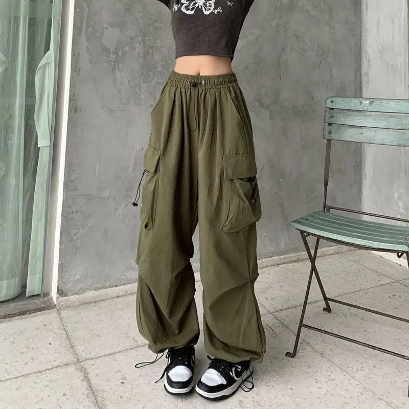 Y2K Retro Parachute Pants for Women - 90s Grunge, Summer Casual, Slim Fit Cargo Style