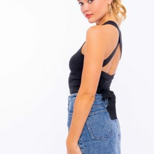 Y2K Ribbed Knit Cami Crop Top - Coquette, Boho, Open Back, Spring & Summer Fashion