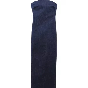 Y2K Sexy Strapless Denim Dress - 90s Grunge Summer Party Outfit, Slim Fit Midi Vestidos