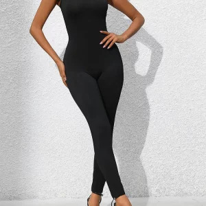 Y2K Slim Fit Single Shoulder Bodycon Jumpsuit - Sexy High Waist Sleeveless Summer Romper