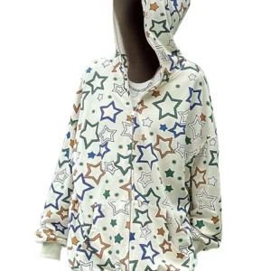 Y2K Star Print Hoodie: Vintage American Streetwear Pullover