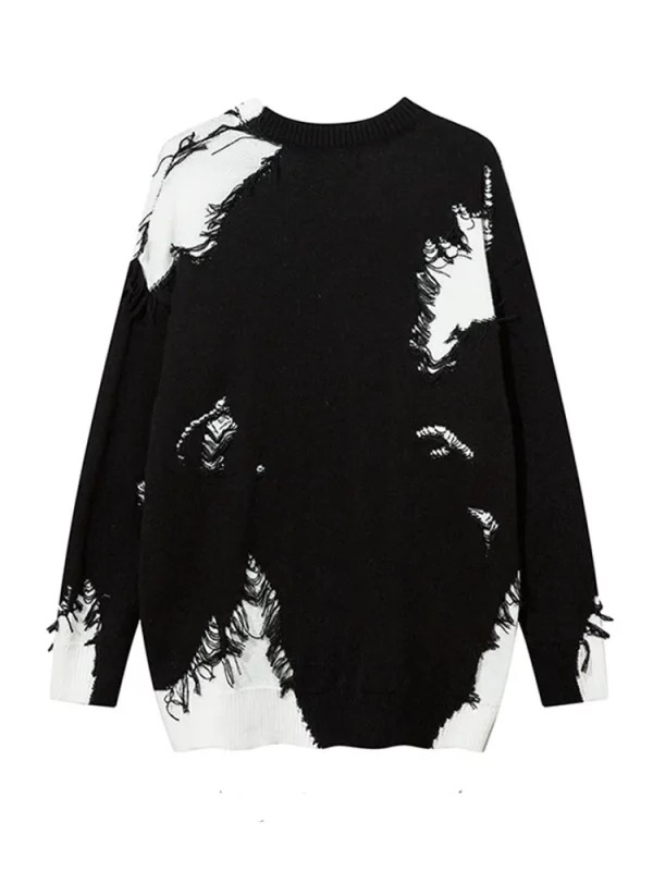 Y2K Streetwear Baddie Sweater: Harajuku Gothic Fashion Long Sleeve Contrast Color Jumper