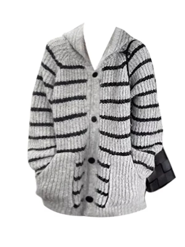 Y2K Striped Hoodie Cardigan: Autumn Winter Harajuku Fashion Outwear