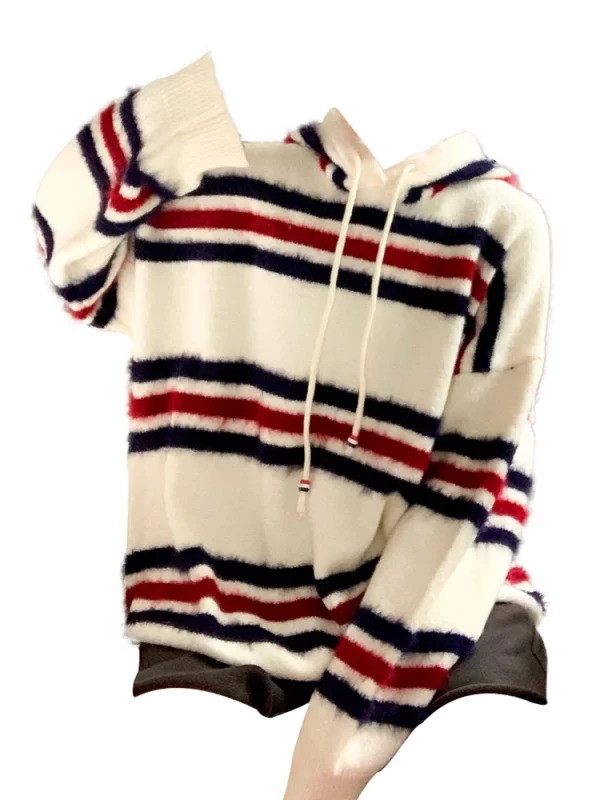 Y2K Striped Hoodie Jumper: Oversize Sweater with Preppy Style for Women - Korean Fashion Streetwear