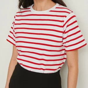 Y2K Striped T-Shirt - Short Sleeved, Loose Fit, Pure Cotton, Retro 90s Summer Fashion for Women