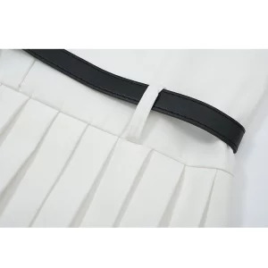 Y2K Style Korean Fashion Mini Halter White Dress with Belt - Street Sexy Party Outfit