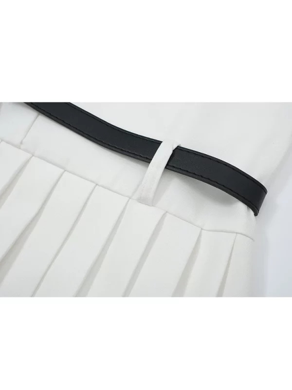 Y2K Style Korean Fashion Mini Halter White Dress with Belt - Street Sexy Party Outfit