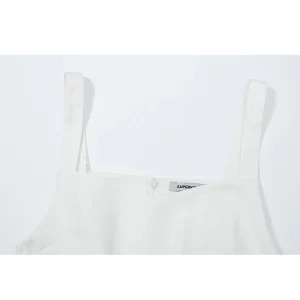 Y2K Style Korean Fashion Mini Halter White Dress with Belt - Street Sexy Party Outfit