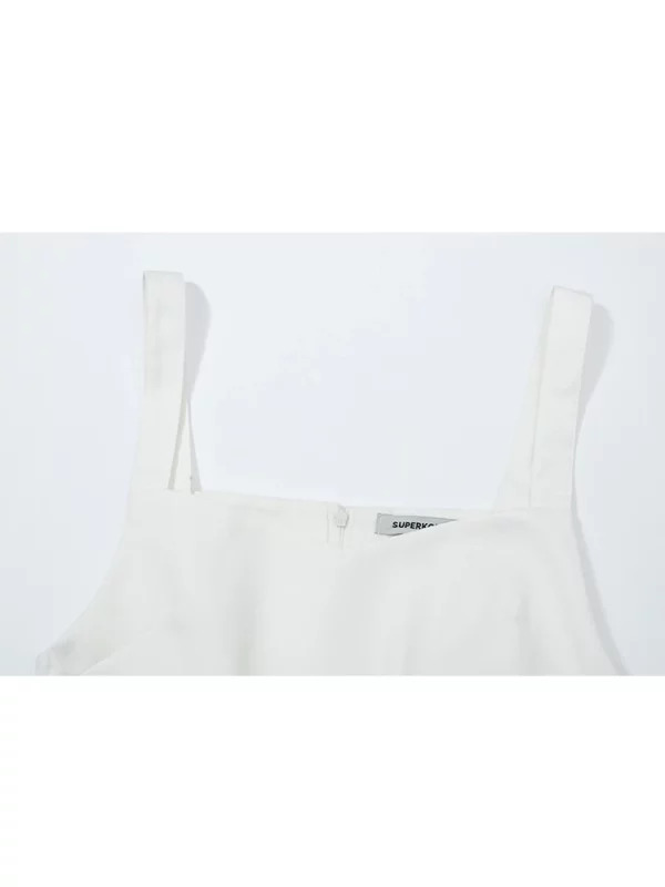 Y2K Style Korean Fashion Mini Halter White Dress with Belt - Street Sexy Party Outfit