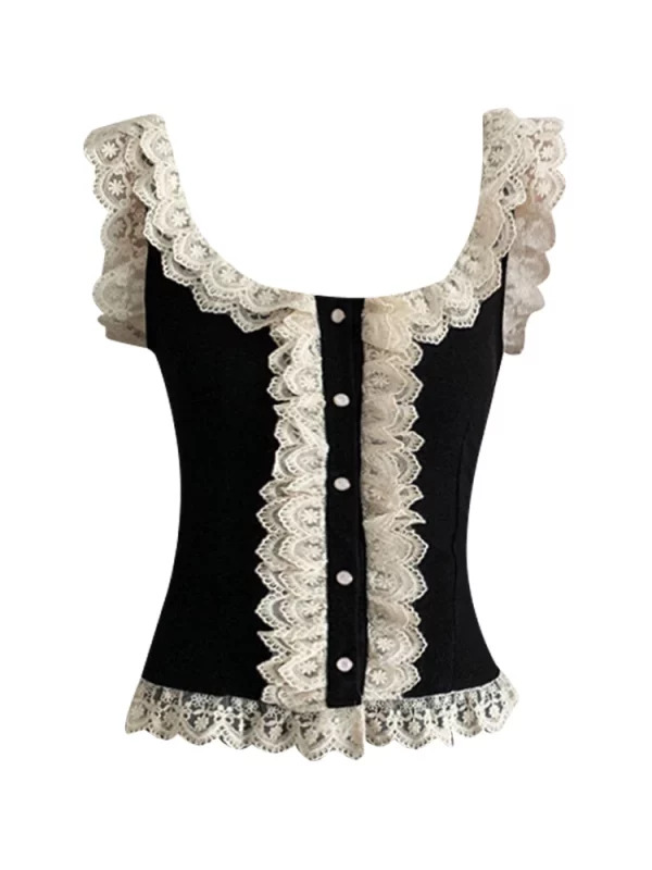 Y2K Summer Aesthetic Lace Crop Top - Vintage Gothic Tank Top