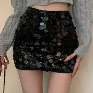 Y2K Summer Clubwear Sequin Mini Skirt - Korean Fashion Gyaru Harajuku Streetwear