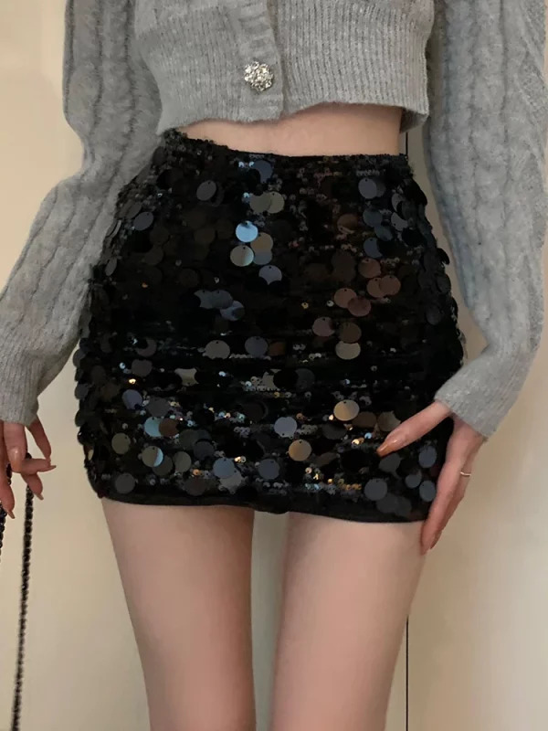 Y2K Summer Clubwear Sequin Mini Skirt - Korean Fashion Gyaru Harajuku Streetwear