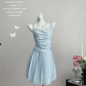 Y2K Summer Evening Spaghetti Strap Mini Dress - French Fairy Aesthetic - Grunge Style - Retro 90s Fashion