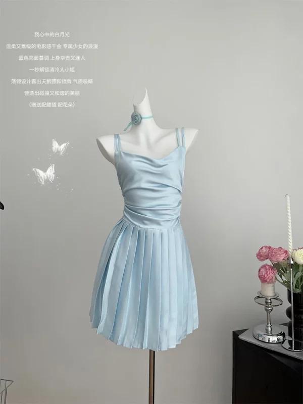 Y2K Summer Evening Spaghetti Strap Mini Dress - French Fairy Aesthetic - Grunge Style - Retro 90s Fashion