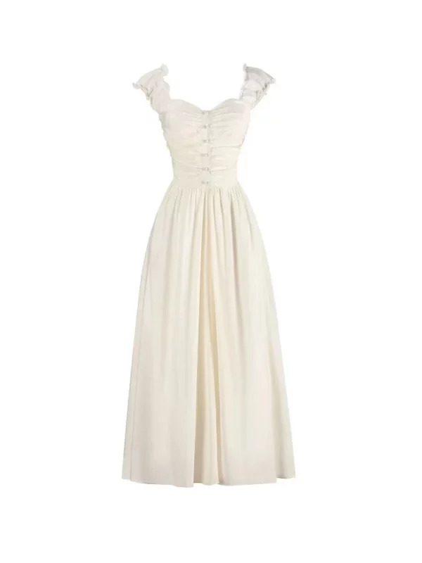 Y2K Summer Fairy Core Midi Dress - Square Neck Evening Party Outfit