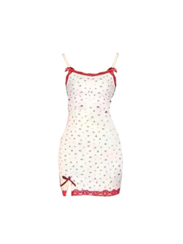 Y2K Summer Floral Mini Dress - French Coquette Party Spaghetti Strap Women's Fashion