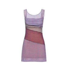 Y2K Summer French Vintage Plaid Sleeveless Dress - Coquette Square Collar Mori Girl One-Piece